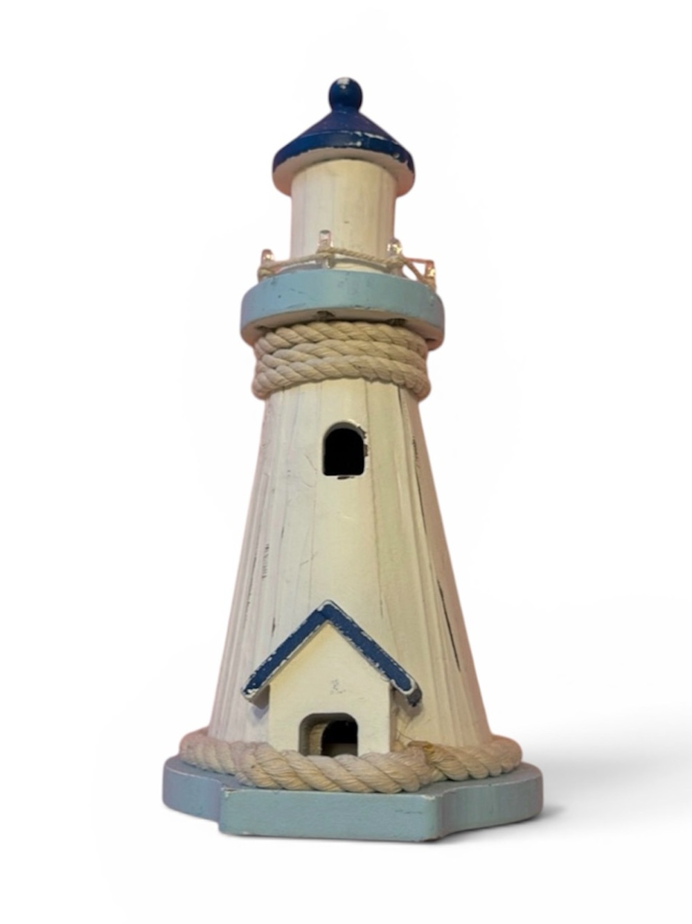 Blue + white light up lighthouse